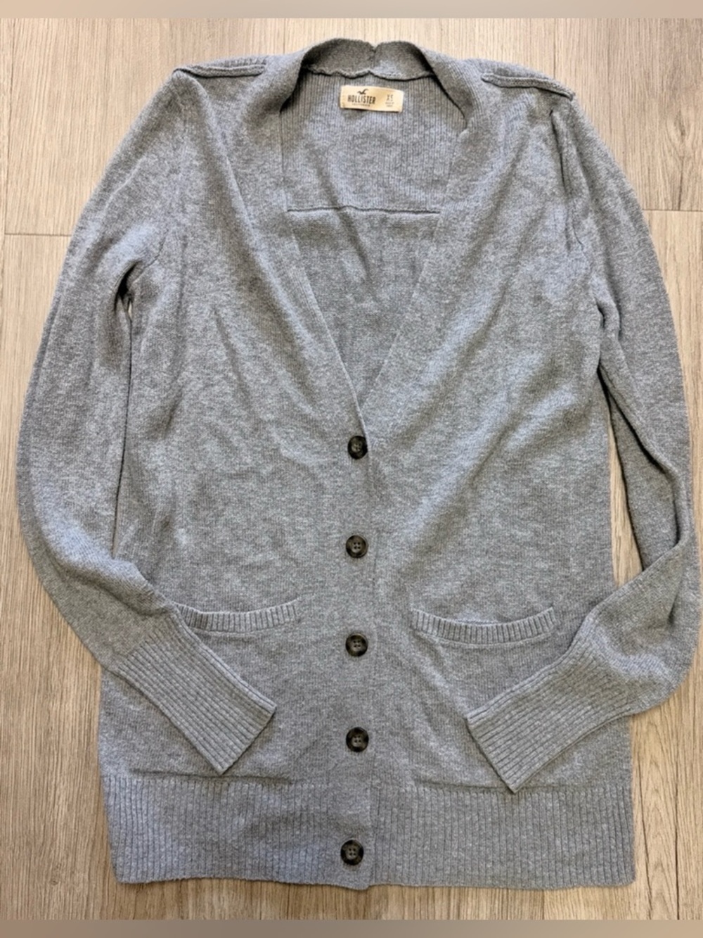 Hollister Light Gray Button-Up Women's Cardigan